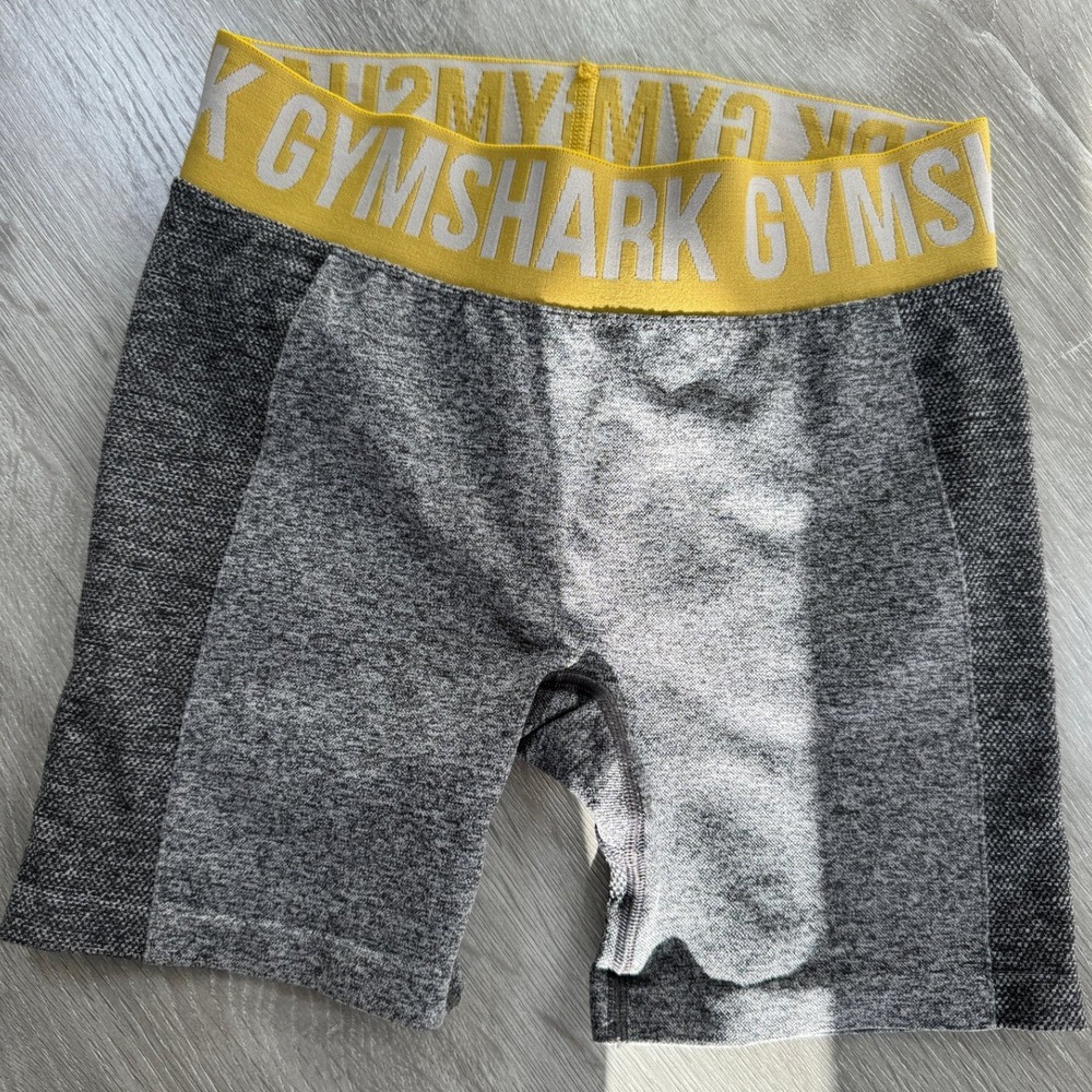 Gymshark Flex Cycling Shorts Grey Yellow Marl Seamless GLSH4251 Small